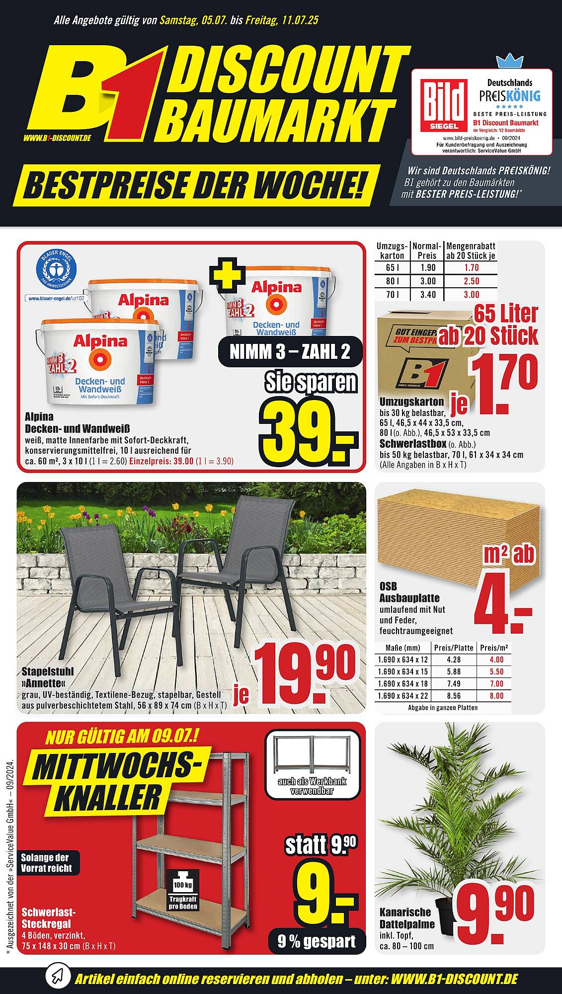 Erste Seite des Prospekts von B1 Discount Baumarkt
