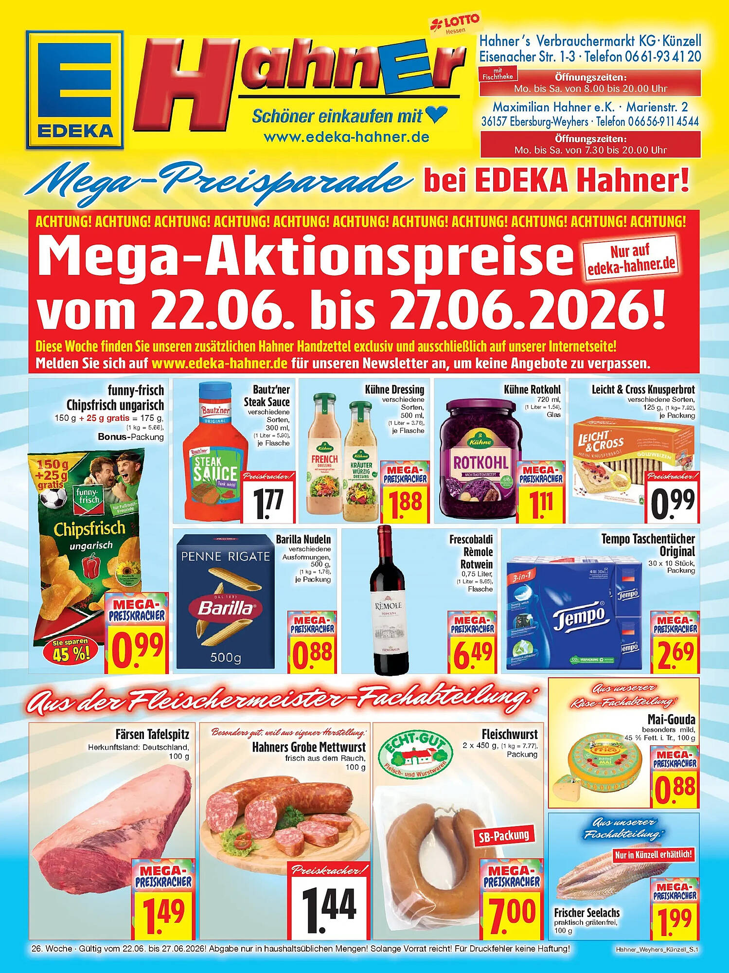 EDEKA Hahner Prospekt - Pagina 1