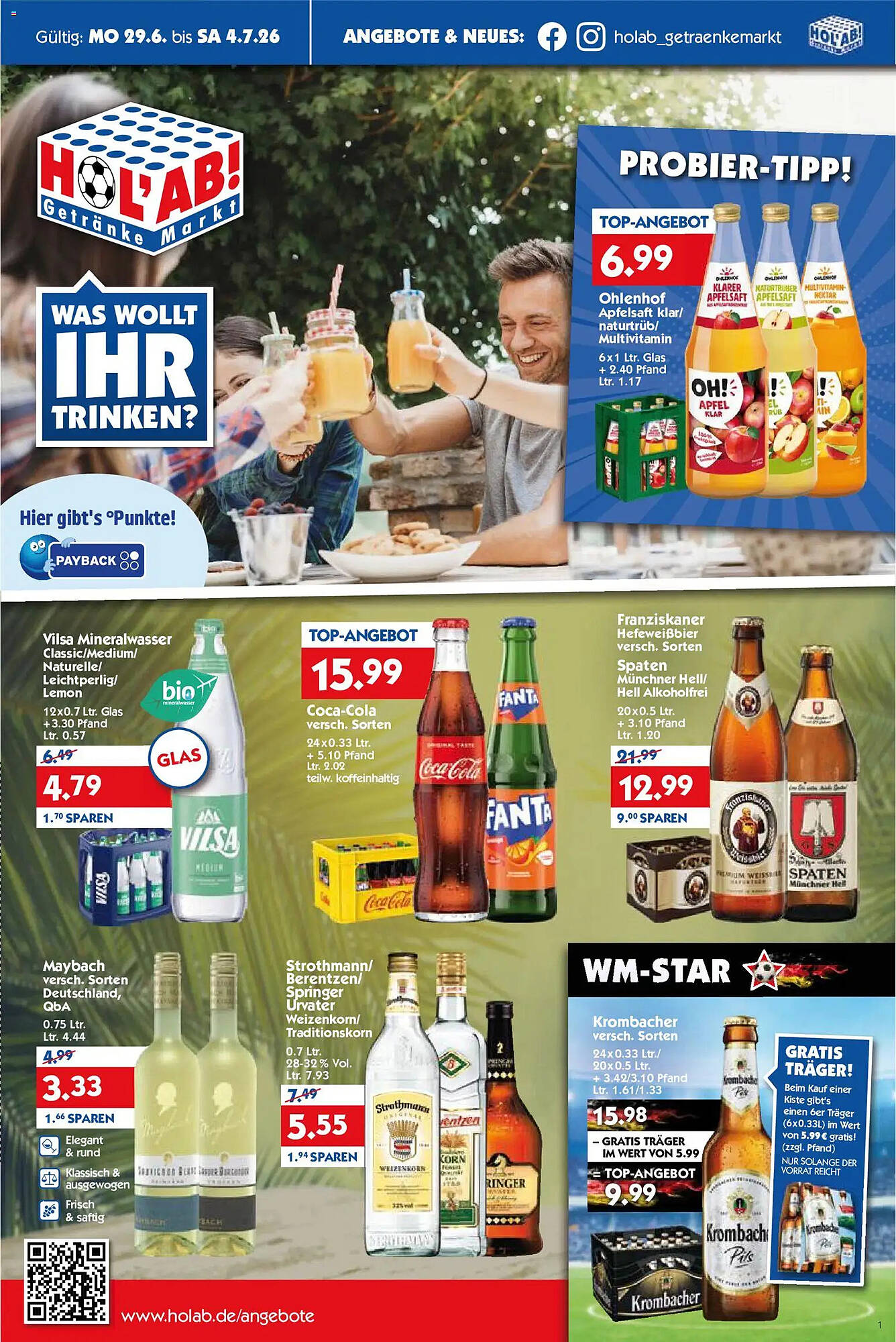 Hol'ab Getränkemarkt Prospekt - Pagina 1