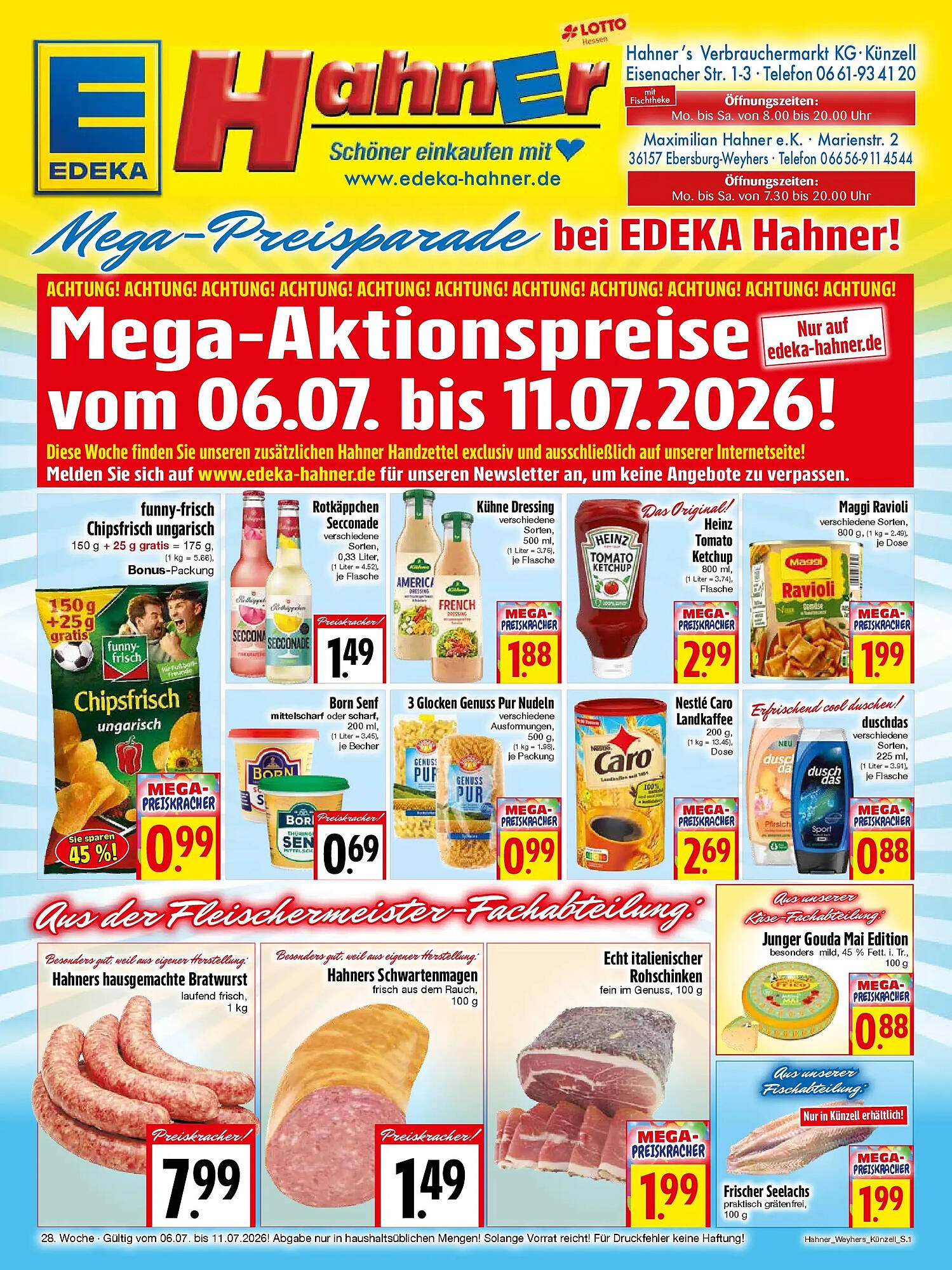 EDEKA Hahner Prospekt - Pagina 1