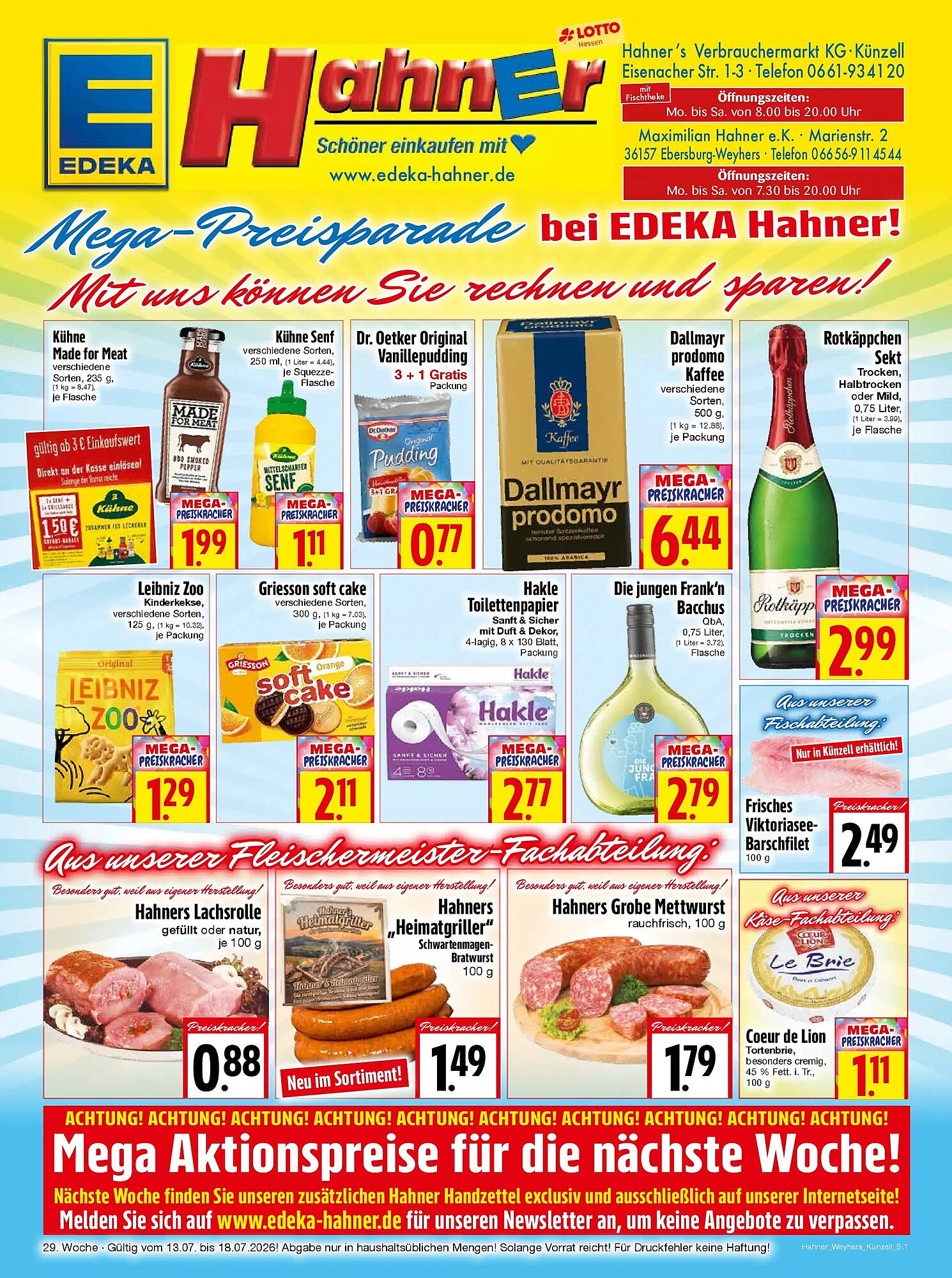 EDEKA Hahner Prospekt - Pagina 1