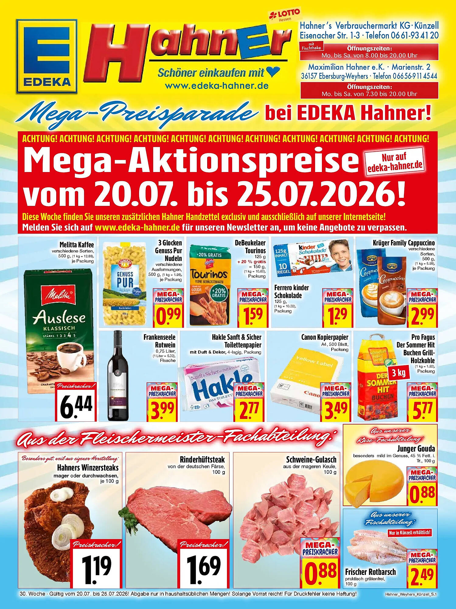 EDEKA Hahner Prospekt - Pagina 1