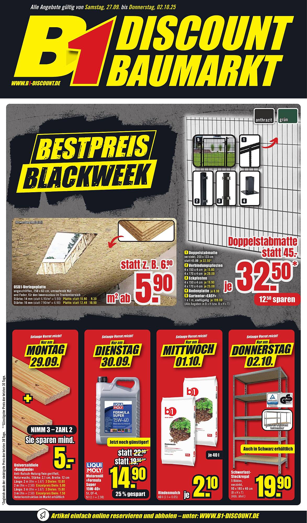 B1 Discount Baumarkt Prospekt - Pagina 1