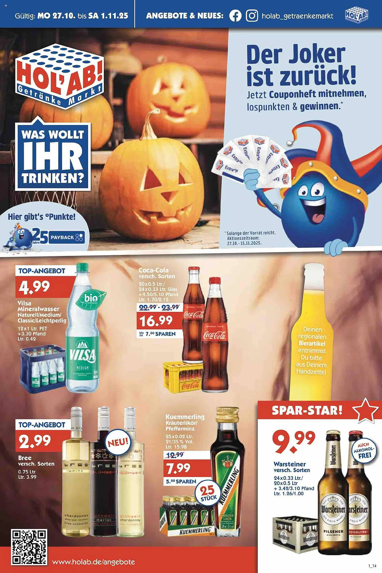 Hol'ab Getränkemarkt Prospekt - Pagina 1