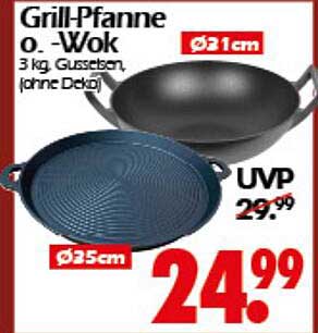 Grill-Pfanne o. Wok 3 kg, Gusseisen (ohne Deckel)