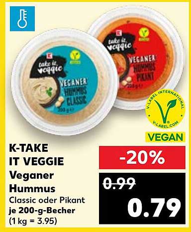 K-TAKE IT VEGGIE Veganer Hummus Classic oder Pikant
