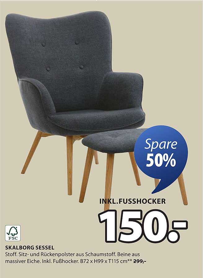 SKALBORG Sessel inkl. Fußhocker