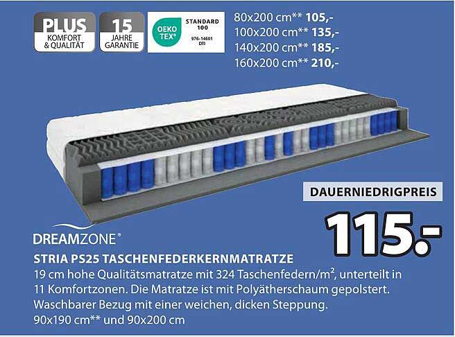 STRIA PS25 Taschenfederkernmatratze