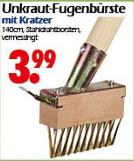 Unkraut-Fugenbürste mit Kratzer 140cm, Stahlbürsten, vermessigt