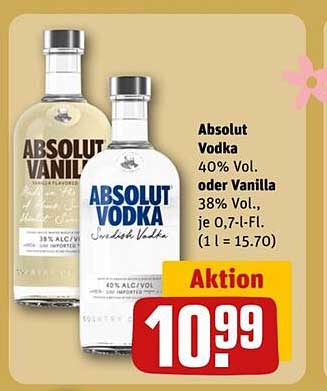 Absolut Vodka 40% Vol. oder Vanilla 38% Vol., je 0,7-l-Fl.