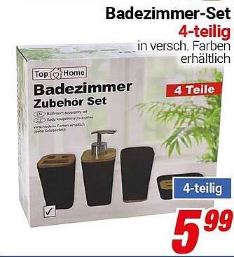 Badezimmer-Set 4-teilig in versch. Farben erhältlich