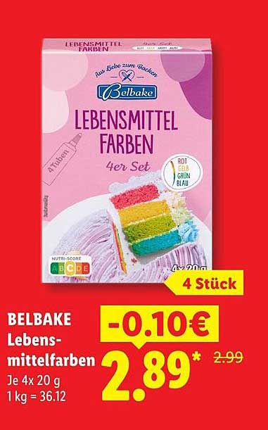 BELBAKE Lebensmittel-Farben 4er Set