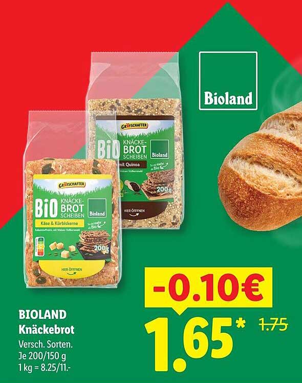 BIOLAND Knäckebrot Versch. Sorten.