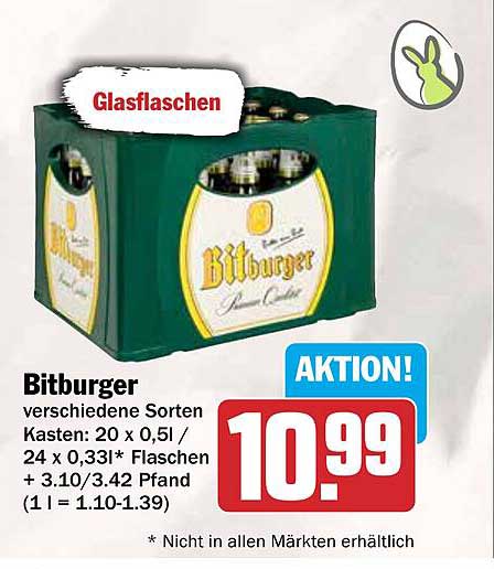 Bitburger verschiedene Sorten Kasten: 20 x 0,5l / 24 x 0,33l* Flaschen