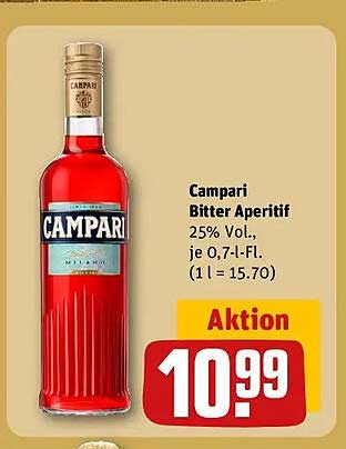 Campari Bitter Aperitif 25% Vol., je 0,7-l-Fl.