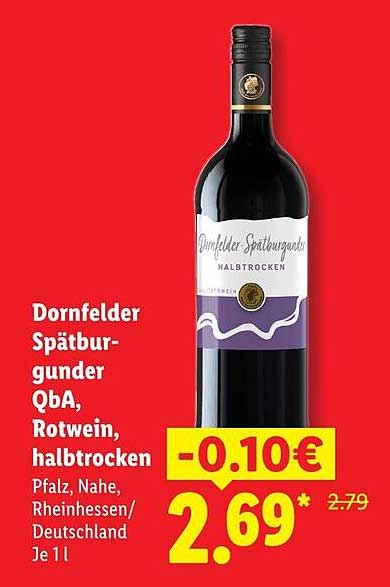 Dornfelder Spätburgunder QbA, Rotwein, halbtrocken