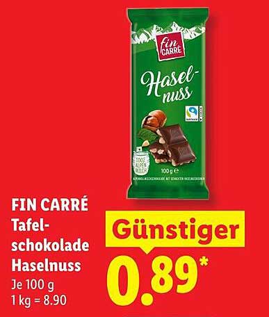FIN CARRÉ Tafelschokolade Haselnuss