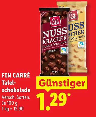 FIN CARRÉ Tafelschokolade Versch. Sorten.
