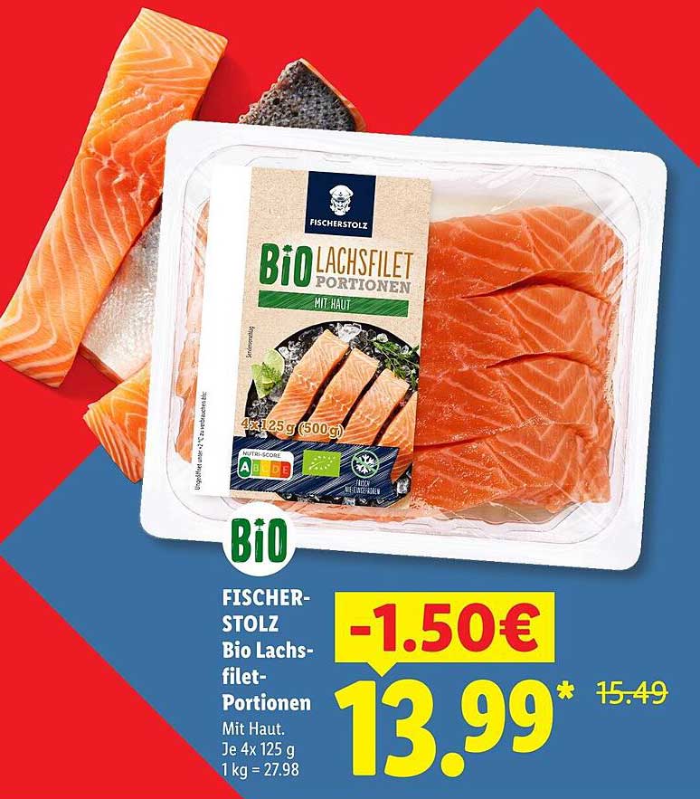 FISCHER-STOLZ Bio Lachsfilet-Portionen Mit Haut.