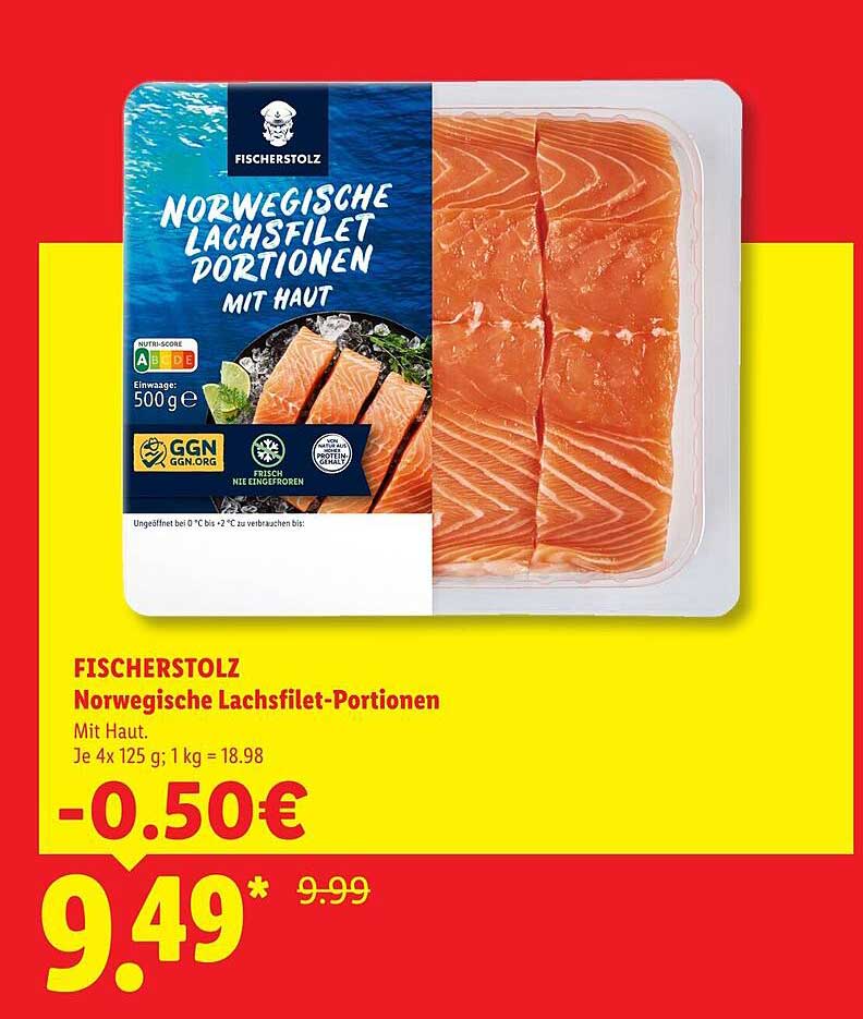 FISCHERSTOLZ Norwegische Lachsfilet-Portionen Mit Haut.