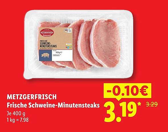 Frische Schweine-Minutensteaks