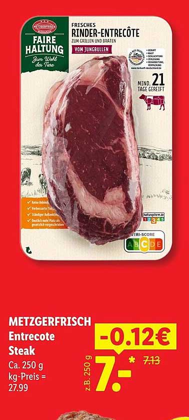 Frisches Rinder-Entrecôte zum Grillen und Braten