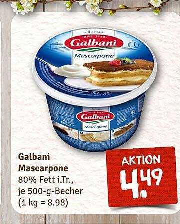 Galbani Mascarpone 80% Fett i.Tr., je 500-g-Becher (1 kg = 8.98)
