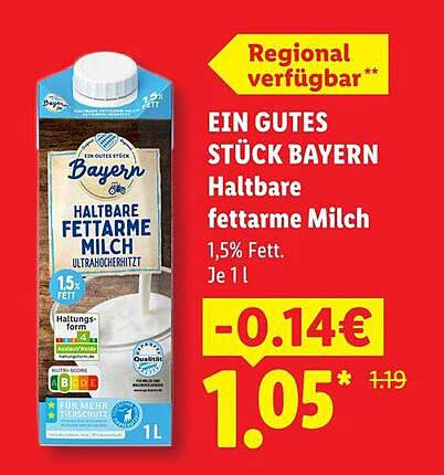 Haltbare fettarme Milch 1,5% Fett. Je 1 l