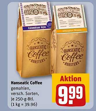 Hanseatic Coffee gemahlen, versch. Sorten, je 250-g-Btl.