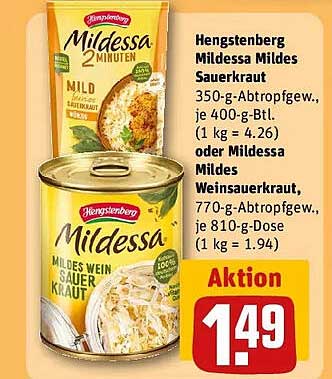 Hengstenberg Mildessa Mildes Sauerkraut