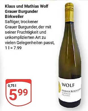 Klaus und Mathias Wolf Grauer Burgunder Birkweiler