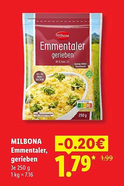 MILBONA Emmentaler, gerieben