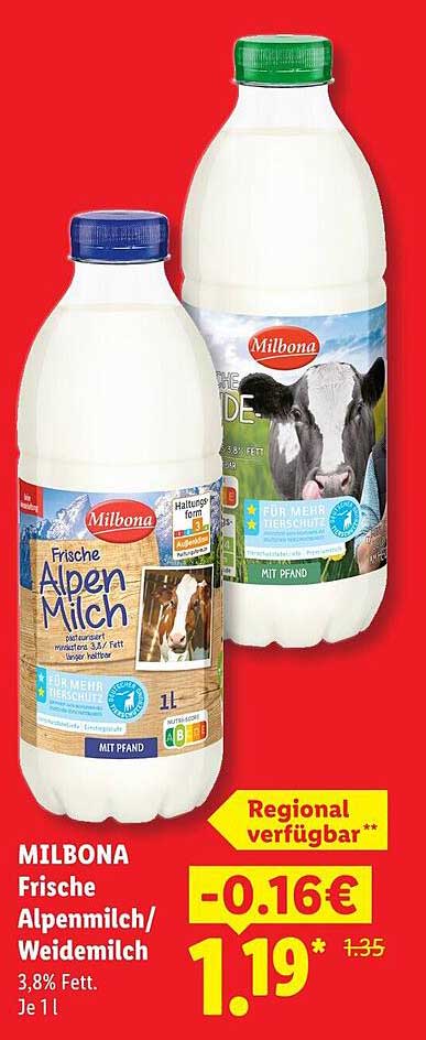 MILBONA Frische Alpenmilch/Weidemilch