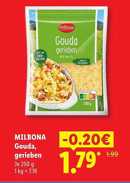 MILBONA Gouda, gerieben