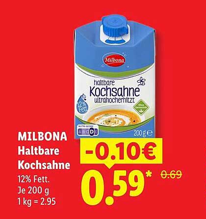 MILBONA Haltbare Kochsahne