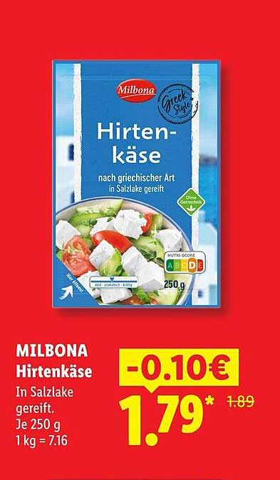 MILBONA Hirtenkäse nach griechischer Art in Salzlake gereift