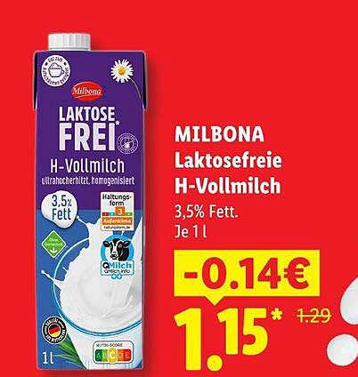 MILBONA Laktosefreie H-Vollmilch