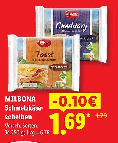 MILBONA Schmelzkäsescheiben Versch. Sorten.