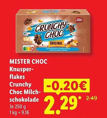 MISTER CHOC Knusper-flakes Crunchy Choc Milchschokolade