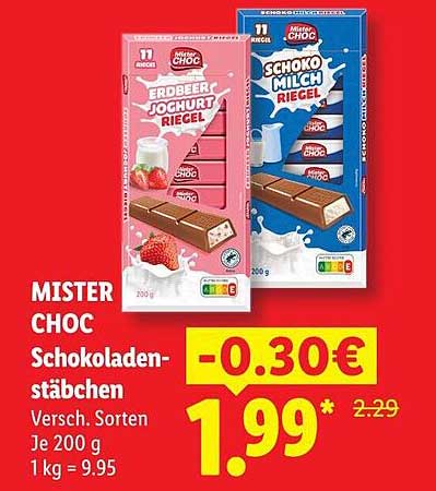 MISTER CHOC Schokoladenstäbchen Versch. Sorten Je 200 g