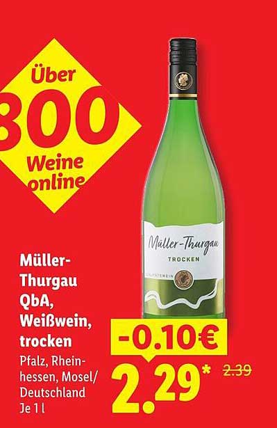 Müller-Thurgau QbA, Weißwein, trocken