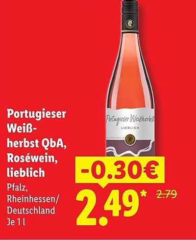Portugieser Weiß-herbst QbA, Roséwein, lieblich