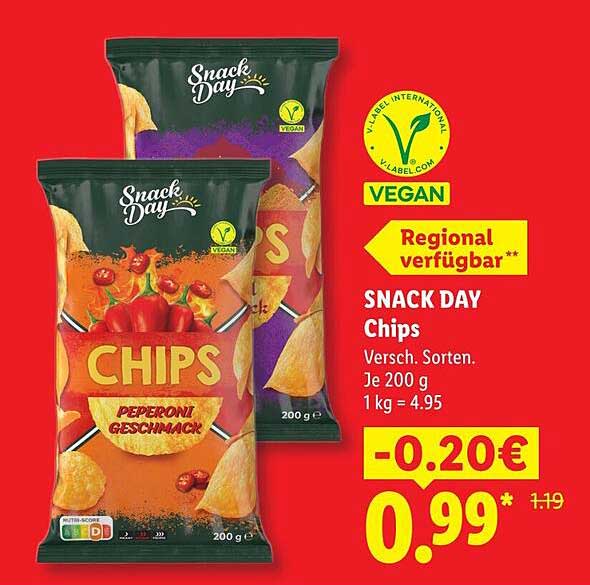 SNACK DAY Chips Versch. Sorten.
