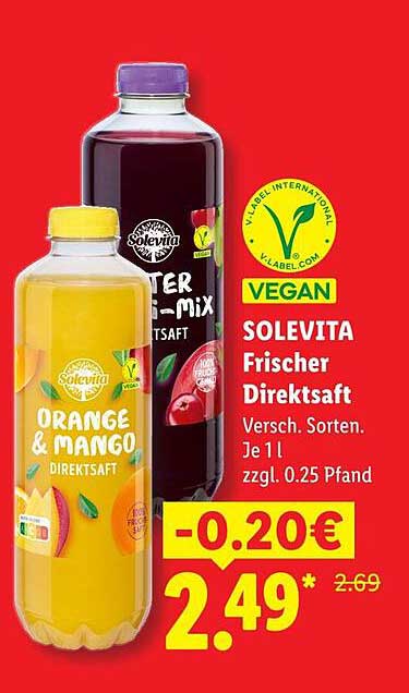 SOLEDITA Frischer Direktsaft Versch. Sorten. Je 1l