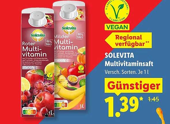 SOLEVITA Multivitamin Saft Versch. Sorten Je 1 l