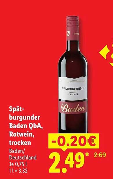 Spätburgunder Baden QbA, Rotwein, trocken