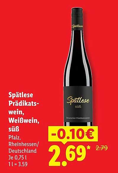 Spätlese Prädikatswein, Weißwein, süß