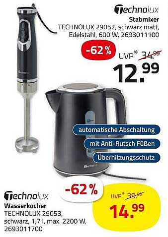 Technolux Stabmixer TECHNOLUX 29052, schwarz matt, Edelstahl, 600 W, 269301100