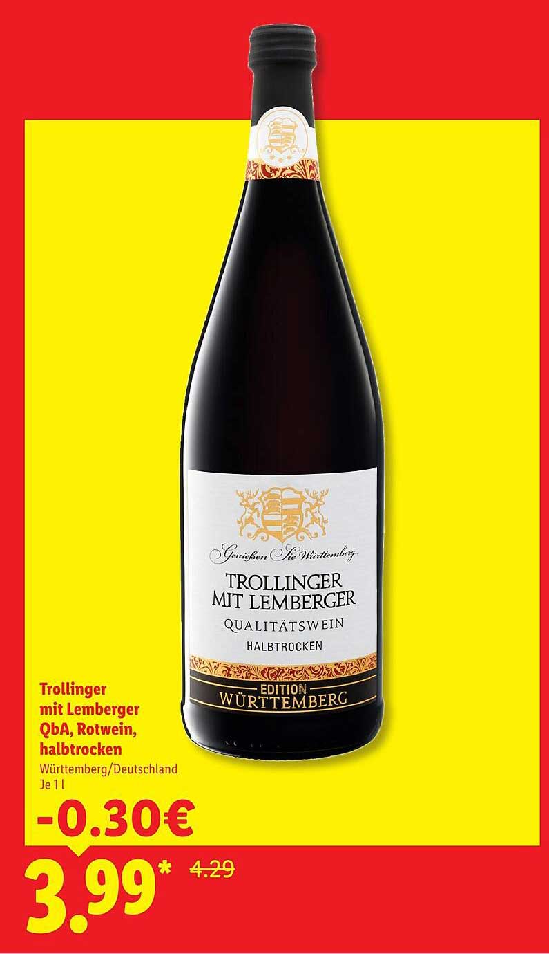 Trollinger mit Lemberger QbA, Rotwein, halbtrocken