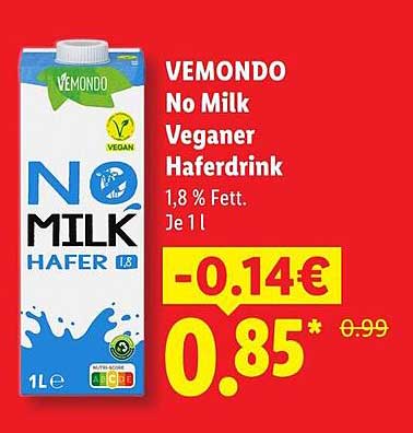 VEMONDO No Milk Veganer Haferdrink